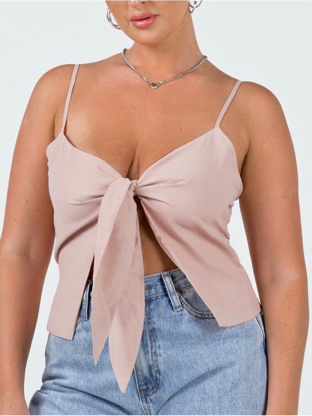Princess Polly Dusty Pink Tie-Front Cami
